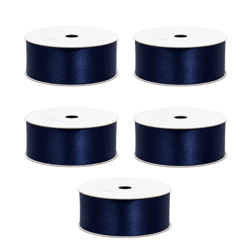 5 stk. Satinbånd i Navy (9m)