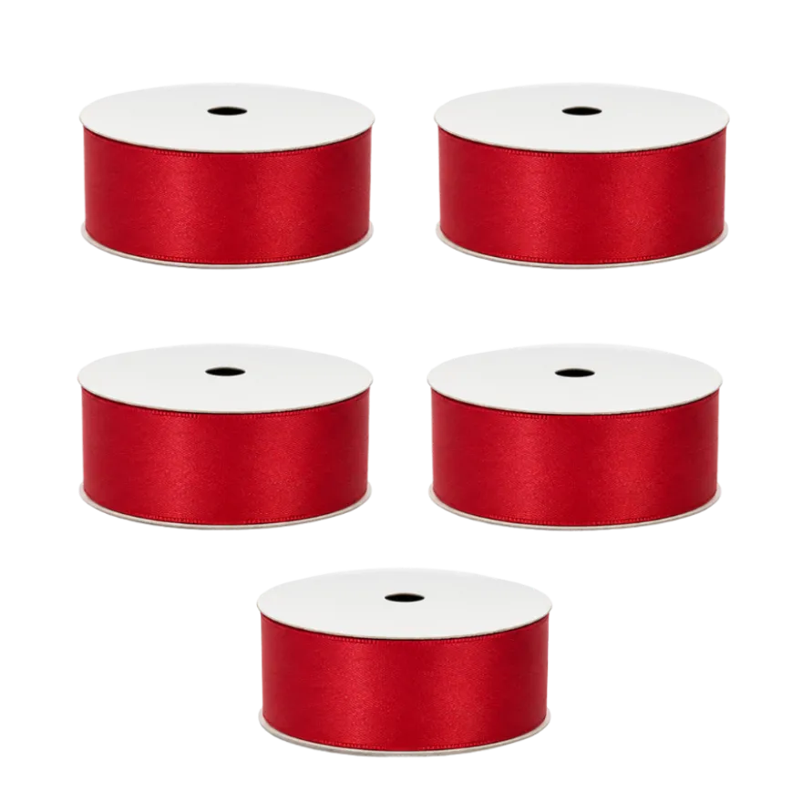 5 stk. Satinbånd i Red (9m)