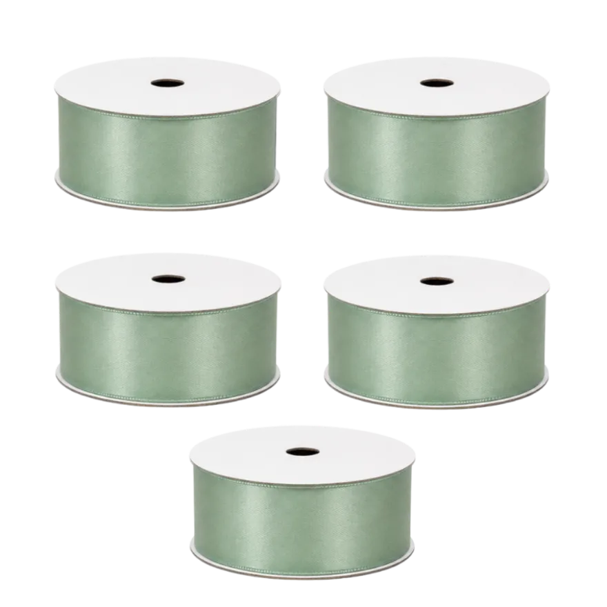 5 stk. Satinbånd i Sage Green (9m)