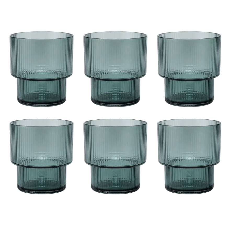 6 stk. Vandglas i Blå (H9,8cm)