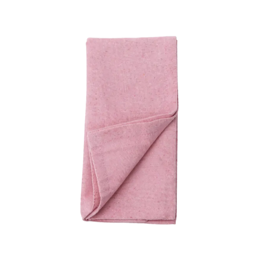 Stofserviet m. Broderet Dansk flag i Lyserød (40x40cm)