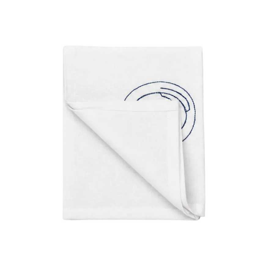 Stofserviet m. Broderet Tallerken i Hvid (40x40cm)