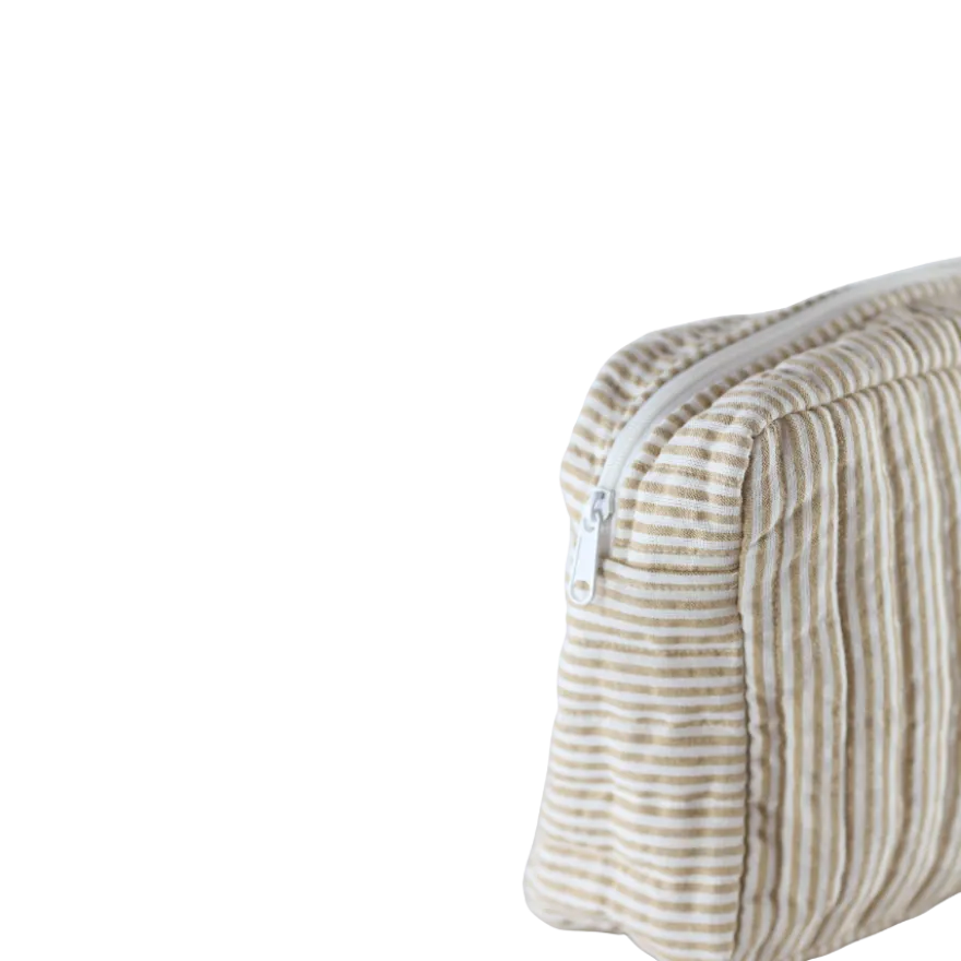 Toilettaske EASON m. Beige og Brun Stribe i Stor (27x10x20cm)