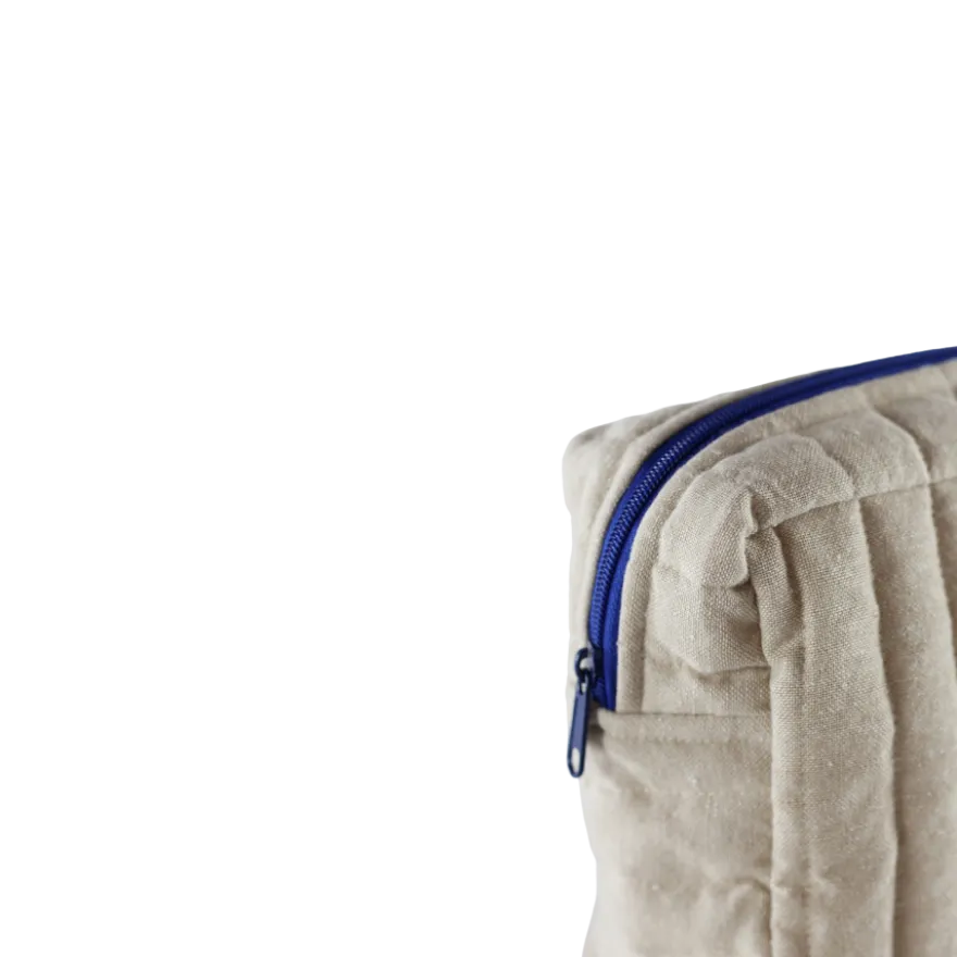 Toilettaske EASON m. Beige og Camel Stribe i Stor (27x10x20cm)