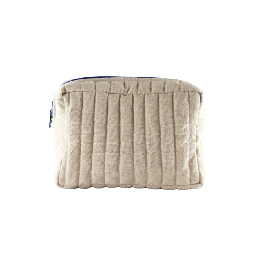 Toilettaske EASON m. Beige og Camel Stribe i Stor (27x10x20cm)
