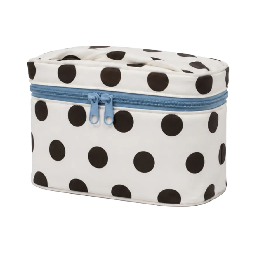 Toilettaske m. Prikker i Creme (21x14x14cm)
