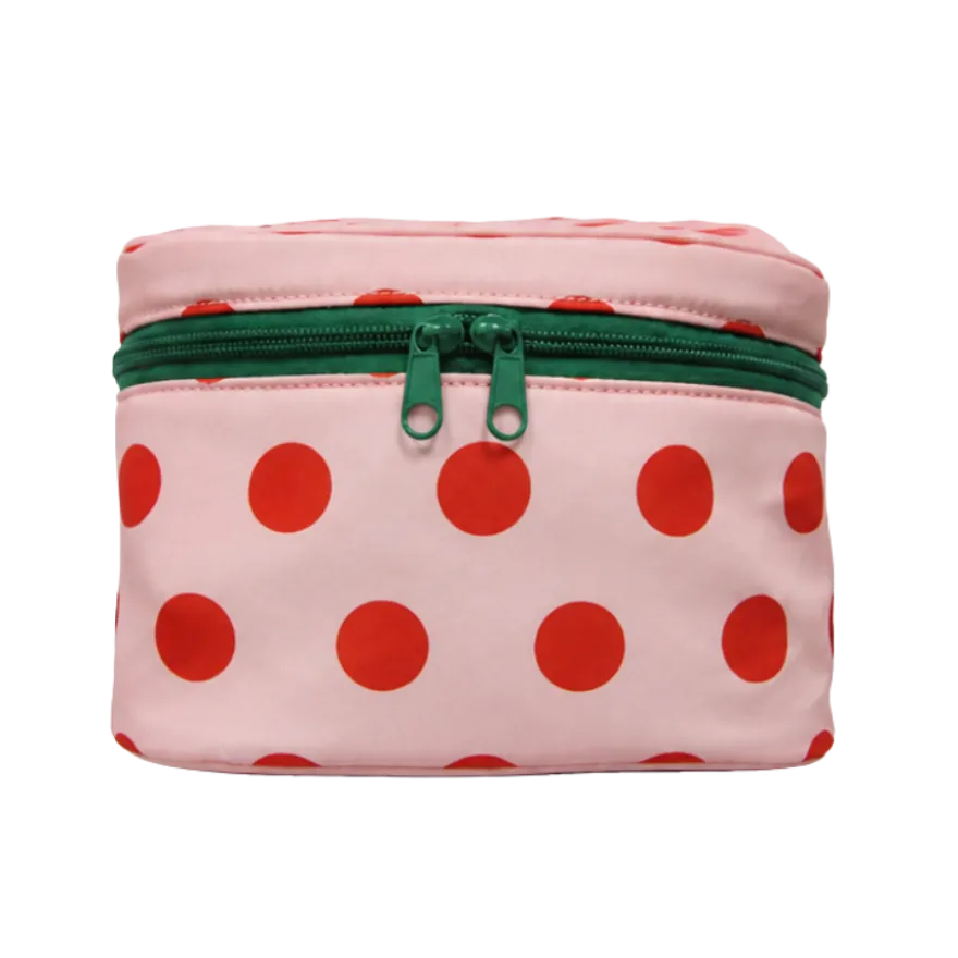 Toilettaske m. Prikker i Pink (21x14x14cm)