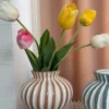 Vase BETSY i Grå/Grøn Stribe (Ø14,7x13,5cm)