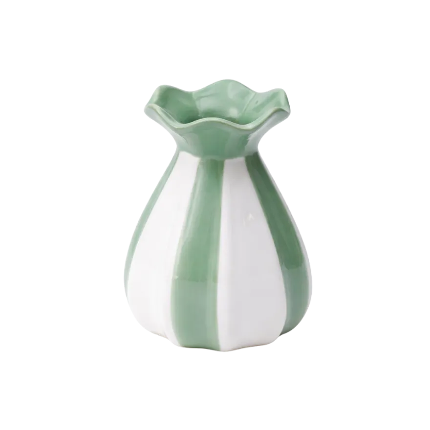 Vase m. Grøn Stribe (10,9x7x12cm)