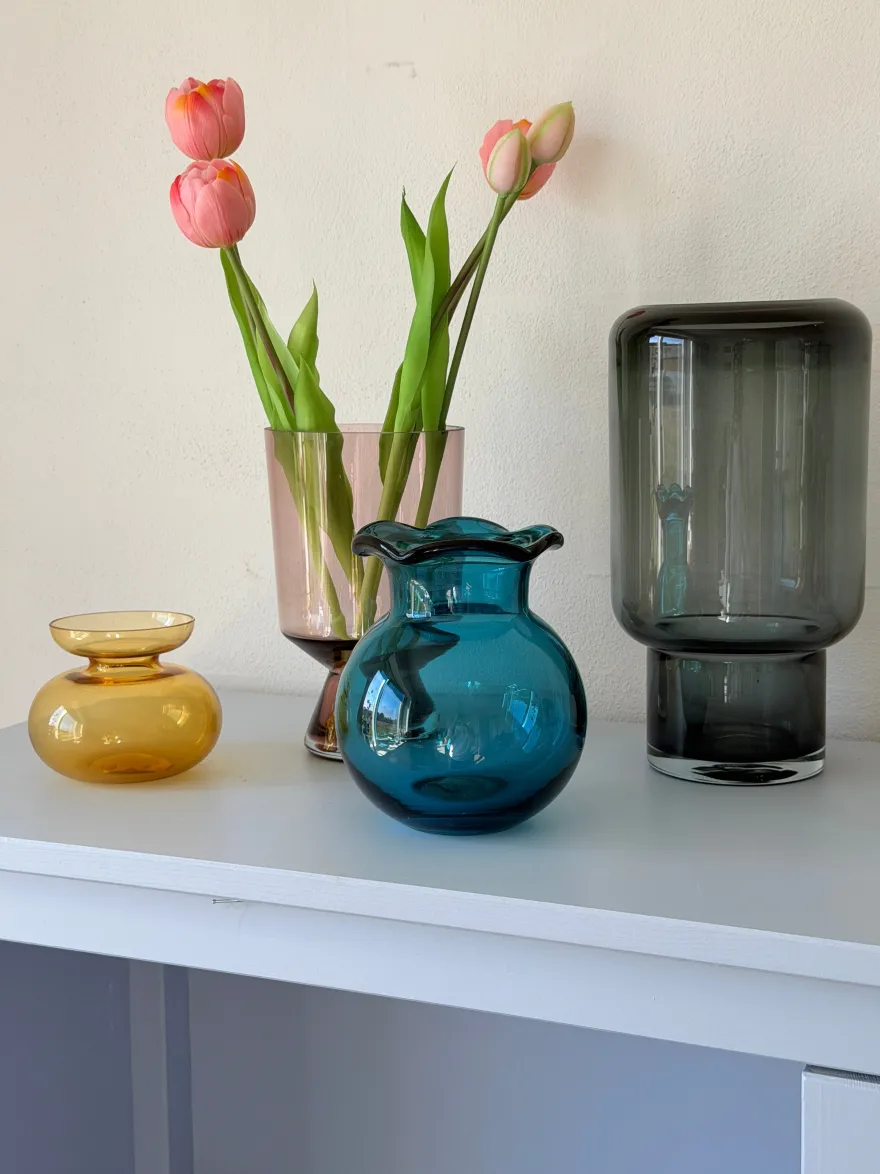 Villa Collection Vase Drum Glas i Lyserød (12x19,5cm)