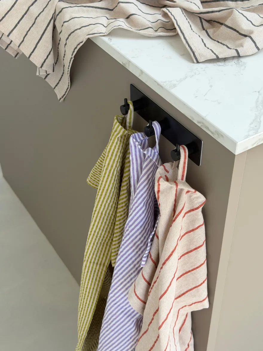 Viskestykke CORFITZ 2-pak i Striber Beige/Rust (50x70cm)
