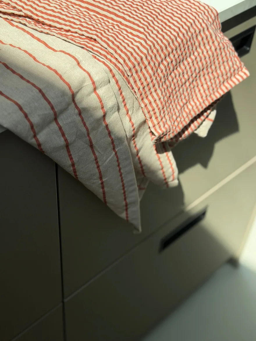 Viskestykke CORFITZ 2-pak i Striber Beige/Rust (50x70cm)