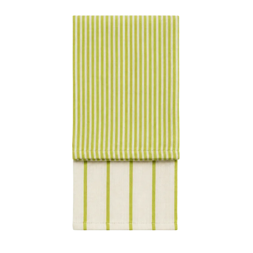 Viskestykke CORFITZ 2-pak i Striber Beige/Grøn (50x70cm)