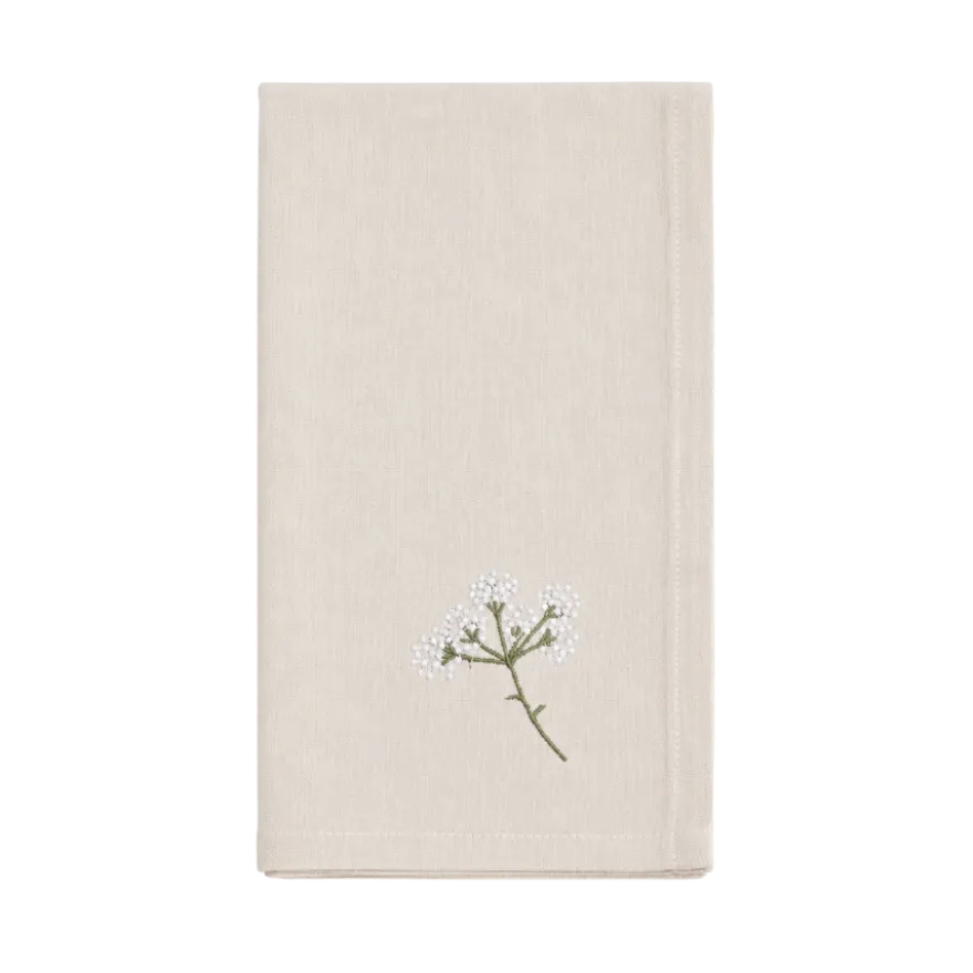 Viskestykke m. Hvid Blomst Broderi (50x70cm)